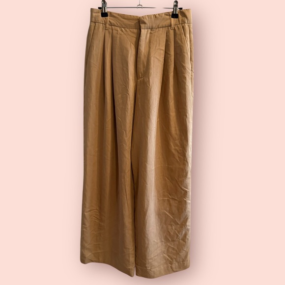 NWT Zara Tan Wide Leg Trousers - Picture 2 of 6